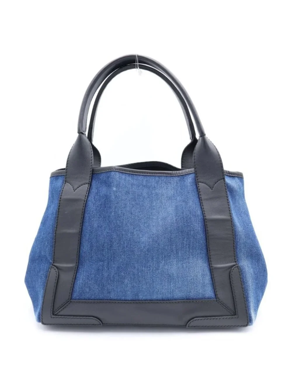 Balenciaga Navy Cabas S Denim Leather Tote Bag Blue Black